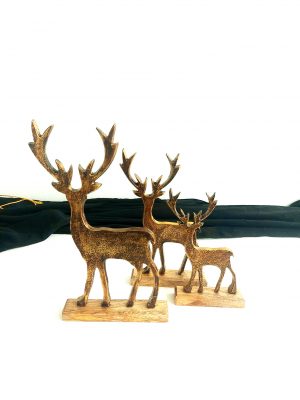 Decorative Reindeer S/3 w/Wooden Base