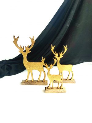 Decorative Reindeer S/3 w/Wooden Base